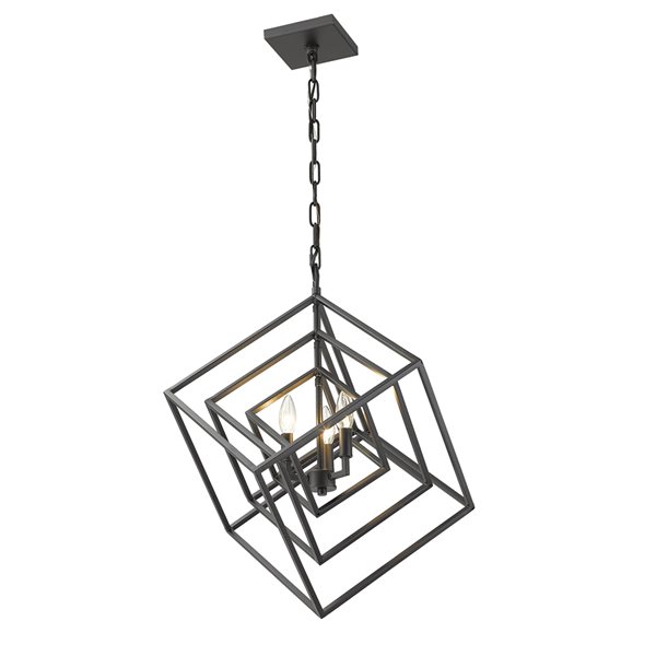 Z-Lite Euclid 3-Light Matte Black Contemporary Chandelier