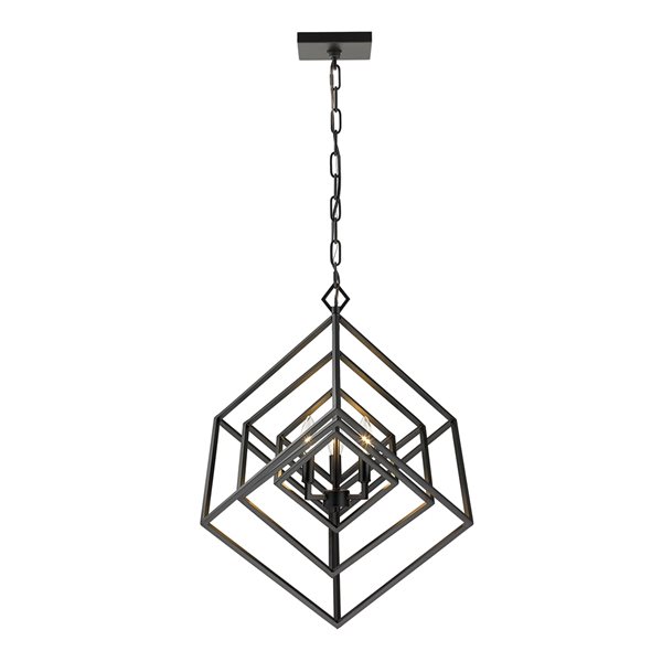 Z-Lite Euclid 3-Light Matte Black Contemporary Chandelier