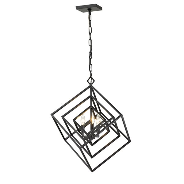 Z-Lite Euclid 3-Light Matte Black Contemporary Chandelier