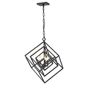 Z-Lite Euclid 3-Light Matte Black Contemporary Chandelier