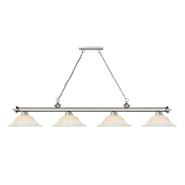 Z-Lite Cordon Brushed Nickel 4-Light Marbleized Pool Table Lighting