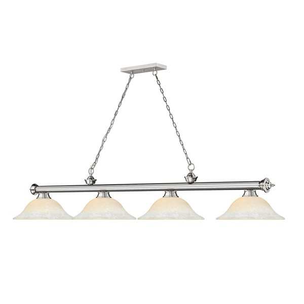 Z-Lite Cordon Brushed Nickel 4-Light Marbleized Pool Table Lighting