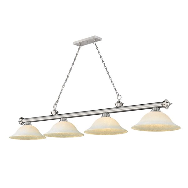 Z-Lite Cordon Brushed Nickel 4-Light Marbleized Pool Table Lighting