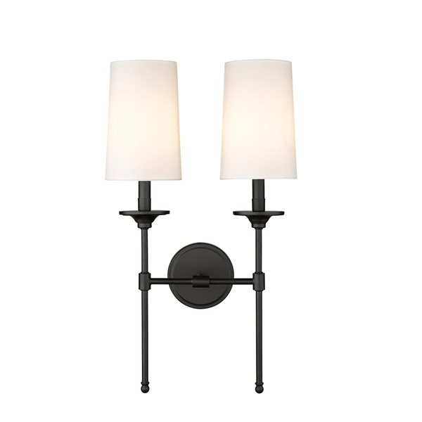 Z-lite Emily 13.75-in 2-light Matte Black Traditional Wall Sconce