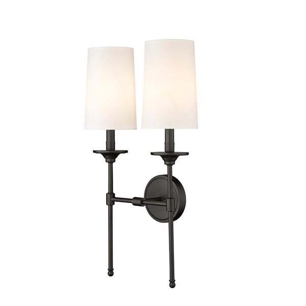 Z-lite Emily 13.75-in 2-light Matte Black Traditional Wall Sconce