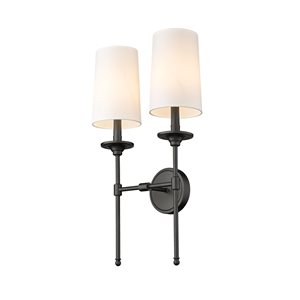 Z-lite Emily 13.75-in 2-light Matte Black Traditional Wall Sconce