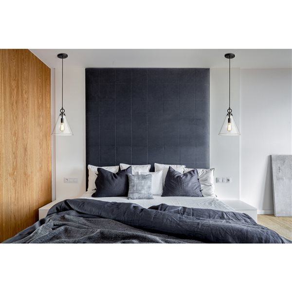 Z-lite Harper Matte Black Modern/contemporary Clear Glass Cone Halogen Medium (10-22 Inches) Pendant Light