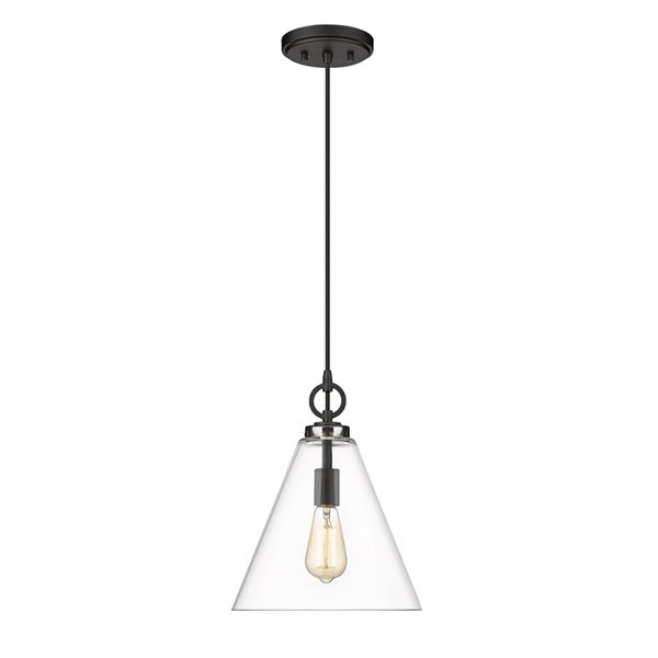 Z-lite Harper Matte Black Modern/contemporary Clear Glass Cone Halogen Medium (10-22 Inches) Pendant Light