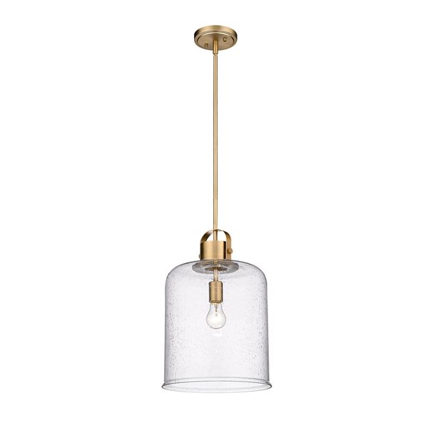 Z-lite Kinsley Heirloom Gold Transitional Seeded Glass Bell Halogen Medium (10-22 Inches) Pendant Light