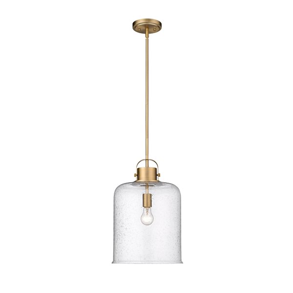 Z-lite Kinsley Heirloom Gold Transitional Seeded Glass Bell Halogen Medium (10-22 Inches) Pendant Light