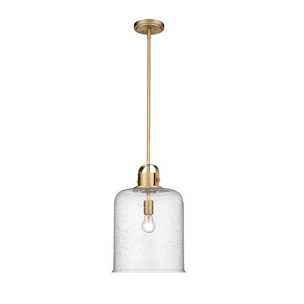 Z-lite Kinsley Heirloom Gold Transitional Seeded Glass Bell Halogen Medium (10-22 Inches) Pendant Light