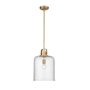 Z-lite Kinsley Heirloom Gold Transitional Seeded Glass Bell Halogen Medium (10-22 Inches) Pendant Light