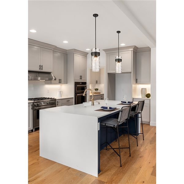 Z-lite Fontaine Matte Black Transitional Clear Glass Cylinder Halogen Medium (10-22 Inches) Pendant Light