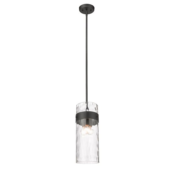 Z-lite Fontaine Matte Black Transitional Clear Glass Cylinder Halogen Medium (10-22 Inches) Pendant Light