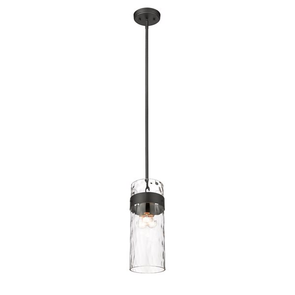 Z-lite Fontaine Matte Black Transitional Clear Glass Cylinder Halogen Medium (10-22 Inches) Pendant Light