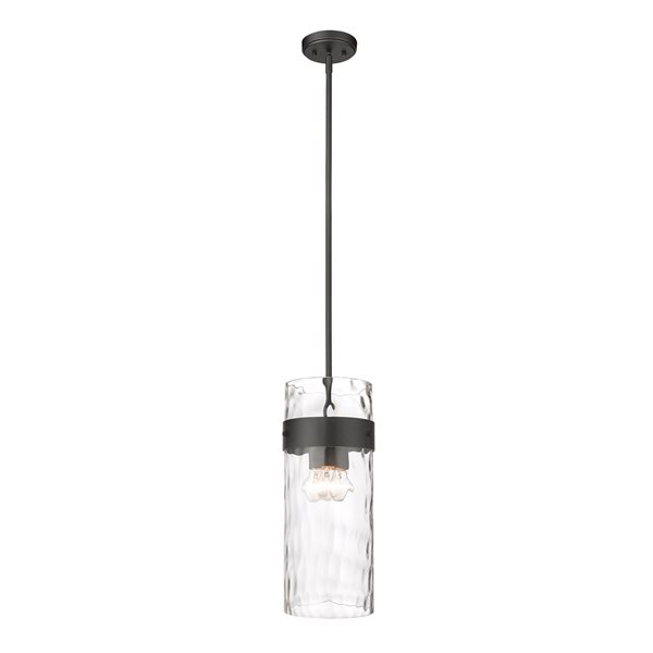 Z-lite Fontaine Matte Black Transitional Clear Glass Cylinder Halogen Medium (10-22 Inches) Pendant Light