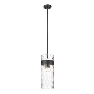 Z-lite Fontaine Matte Black Transitional Clear Glass Cylinder Halogen Medium (10-22 Inches) Pendant Light