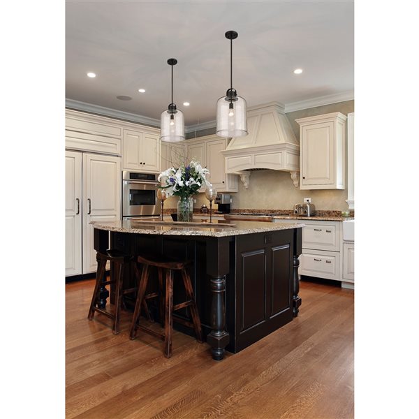 Z-lite Kinsley Matte Black Transitional Seeded Glass Bell Halogen Medium (10-22 Inches) Pendant Light