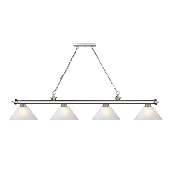 Z-Lite Cordon Brushed Nickel 4-Light White Pool Table Lighting