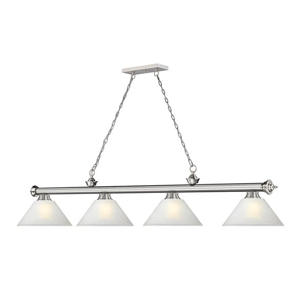 Z-Lite Cordon Brushed Nickel 4-Light White Pool Table Lighting