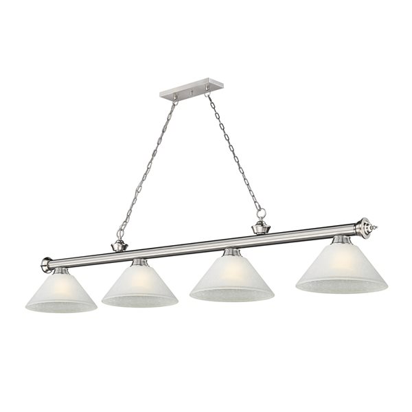 Z-Lite Cordon Brushed Nickel 4-Light White Pool Table Lighting