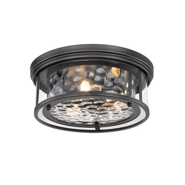 Z-Lite Clarion 6.25-in x 16-in 3-Light Matte Black Flush Mount Light