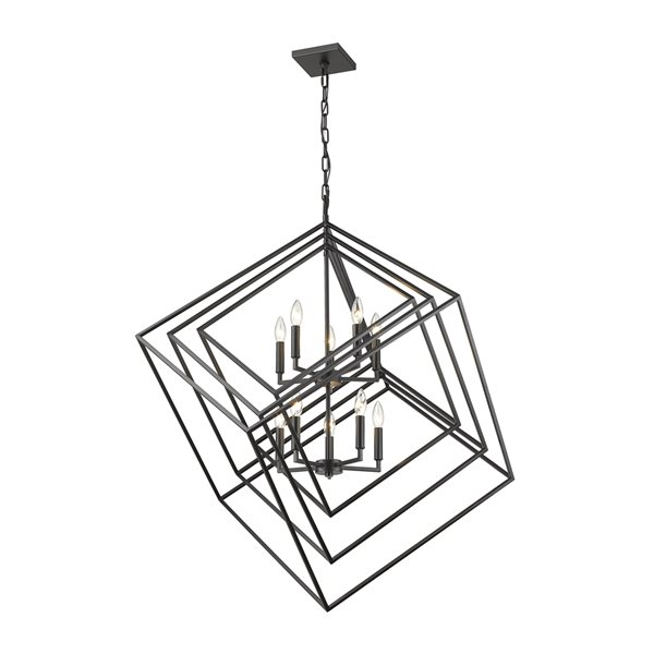 Z-Lite Euclid 41.75-in 10-Light Matte Black Contemporary Chandelier