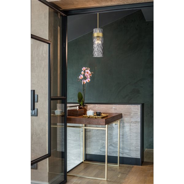 Z-lite Fontaine Rubbed Brass Transitional Clear Glass Cylinder Halogen Medium (10-22 Inches) Pendant Light