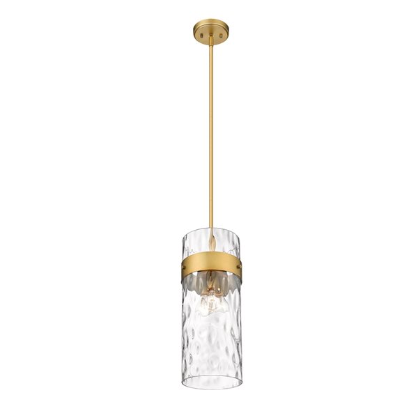 Z-lite Fontaine Rubbed Brass Transitional Clear Glass Cylinder Halogen Medium (10-22 Inches) Pendant Light