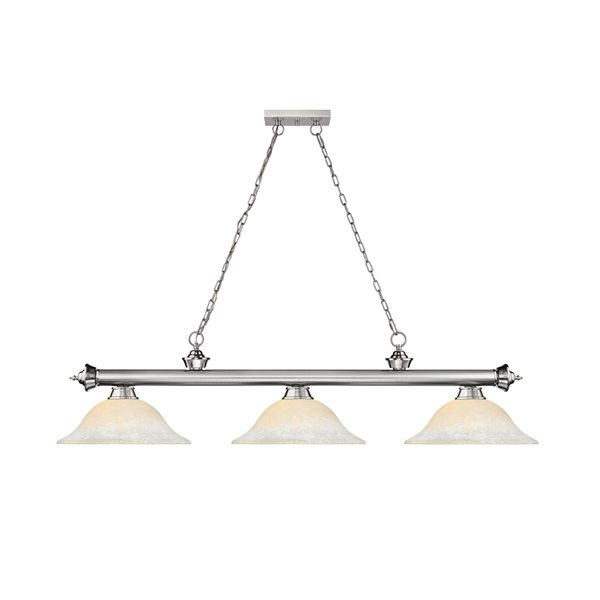 Z-Lite Cordon Brushed Nickel 3-Light Marbleized Pool Table Lighting