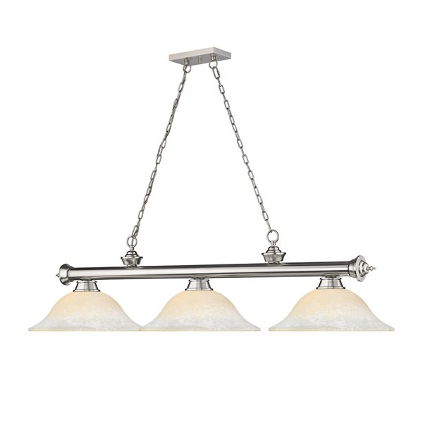 Z-Lite Cordon Brushed Nickel 3-Light Marbleized Pool Table Lighting