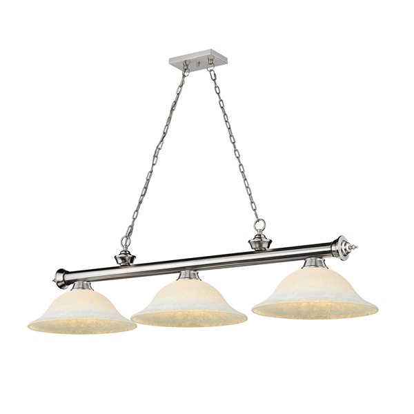 Z-Lite Cordon Brushed Nickel 3-Light Marbleized Pool Table Lighting