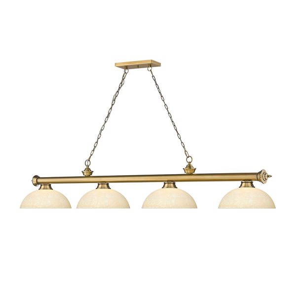 Z-Lite Cordon Rubbed Brass 4-Light Marbleized Pool Table Lighting