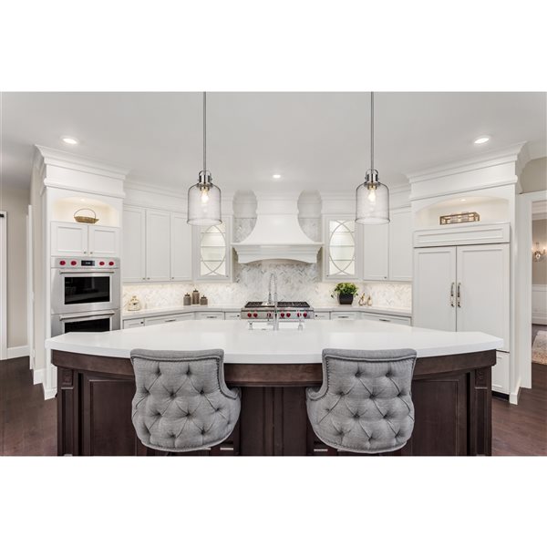 Z-lite Kinsley Chrome Transitional Seeded Glass Bell Halogen Medium (10-22 Inches) Pendant Light