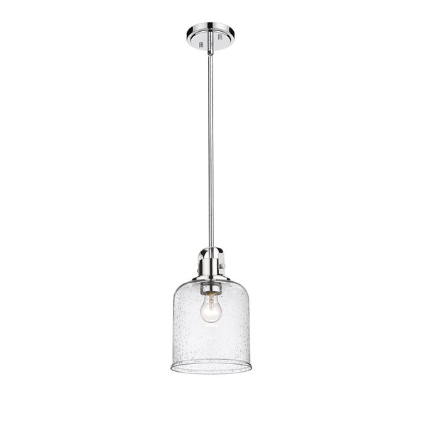 Z-lite Kinsley Chrome Transitional Seeded Glass Bell Halogen Medium (10-22 Inches) Pendant Light
