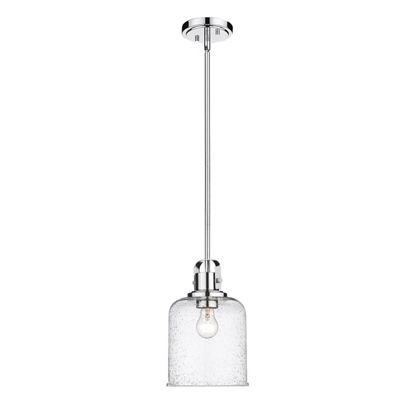 Z-lite Kinsley Chrome Transitional Seeded Glass Bell Halogen Medium (10-22 Inches) Pendant Light