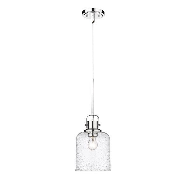 Z-lite Kinsley Chrome Transitional Seeded Glass Bell Halogen Medium (10-22 Inches) Pendant Light