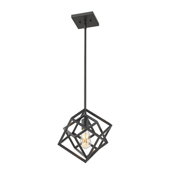 Z-lite Euclid Matte Black Modern/contemporary Geometric Halogen Medium (10-22 Inches) Pendant Light