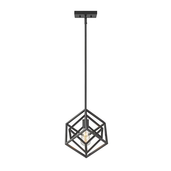 Z-lite Euclid Matte Black Modern/contemporary Geometric Halogen Medium (10-22 Inches) Pendant Light