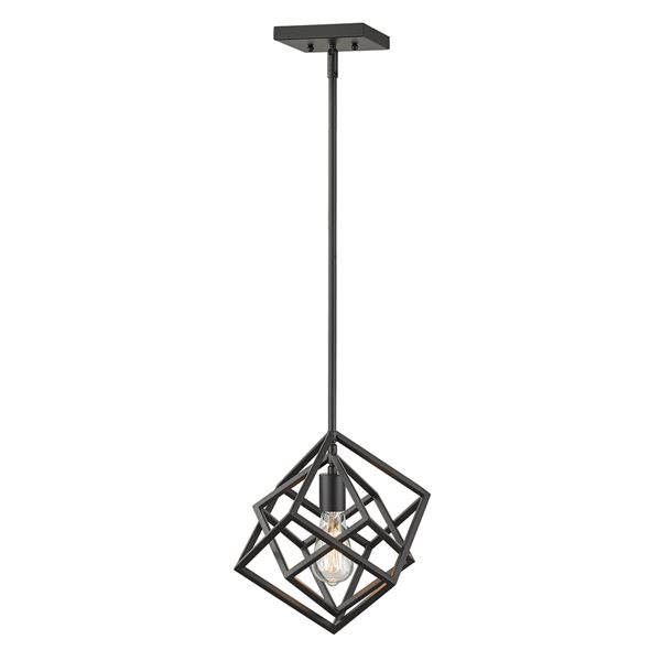 Z-lite Euclid Matte Black Modern/contemporary Geometric Halogen Medium (10-22 Inches) Pendant Light