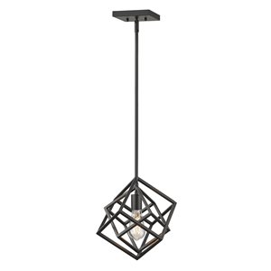 Z-lite Euclid Matte Black Modern/contemporary Geometric Halogen Medium (10-22 Inches) Pendant Light