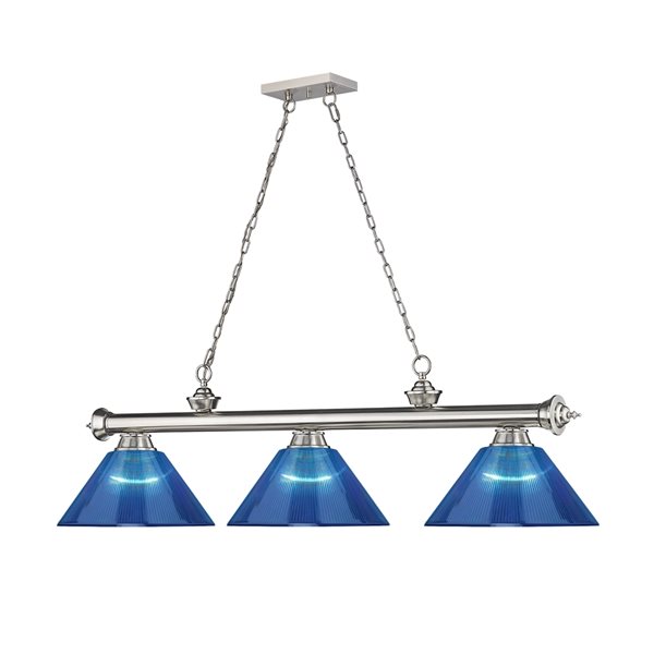 Z-Lite Cordon Brushed Nickel 3-Light PVC Pool Table Lighting