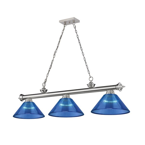 Z-Lite Cordon Brushed Nickel 3-Light PVC Pool Table Lighting
