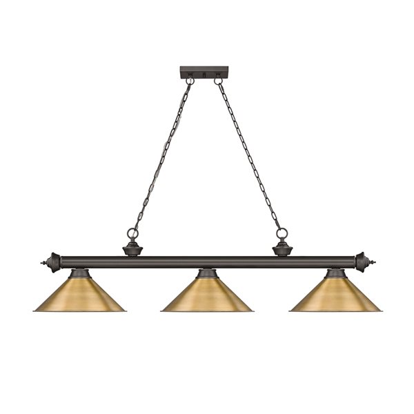 Z-Lite Cordon Bronze 3-Light Metal Pool Table Lighting