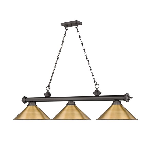 Z-Lite Cordon Bronze 3-Light Metal Pool Table Lighting