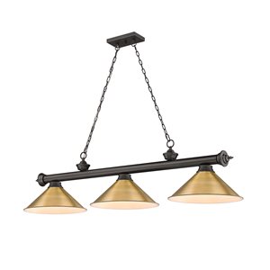 Z-Lite Cordon Bronze 3-Light Metal Pool Table Lighting