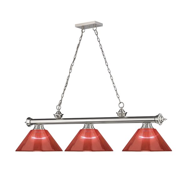 Z-Lite Cordon Brushed Nickel 3-Light PVC Pool Table Lighting