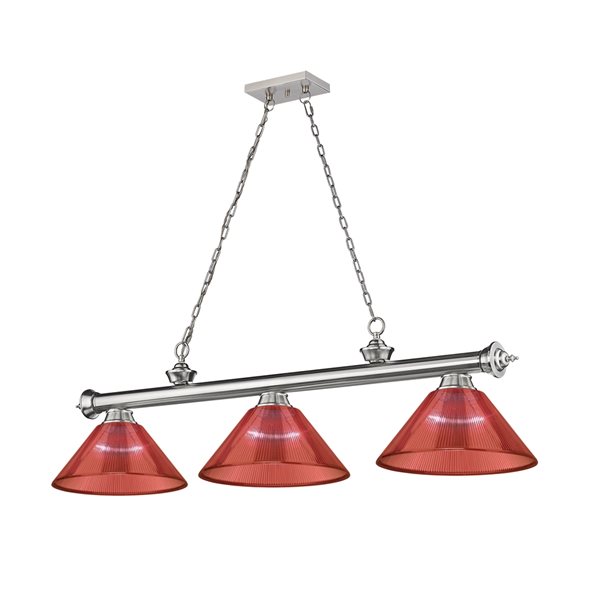 Z-Lite Cordon Brushed Nickel 3-Light PVC Pool Table Lighting