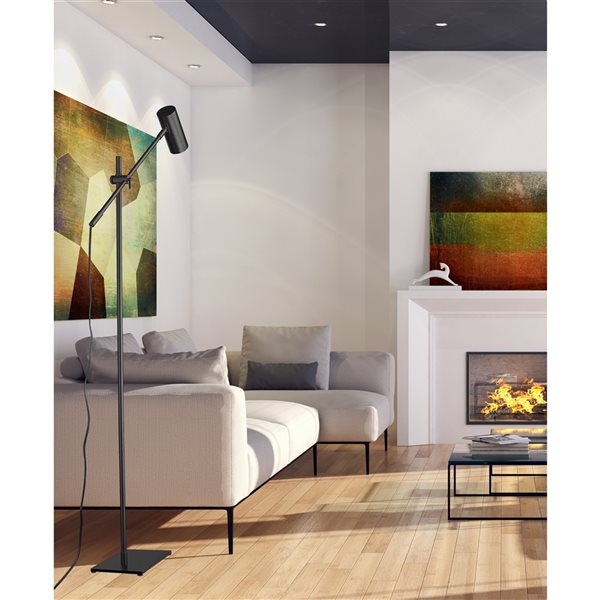 Z-Lite Calumet 48.25-in Matte Black Swing-Arm Floor Lamp