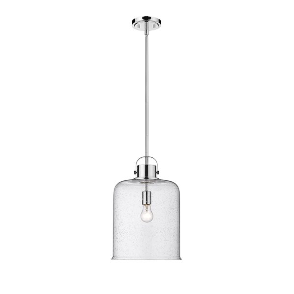 Z-lite Kinsley Chrome Transitional Seeded Glass Bell Halogen Medium (10-22 Inches) Pendant Light